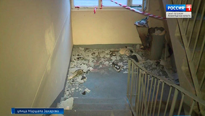 В жилом доме в Петербургев результате взрыва лопнул мусоропровод