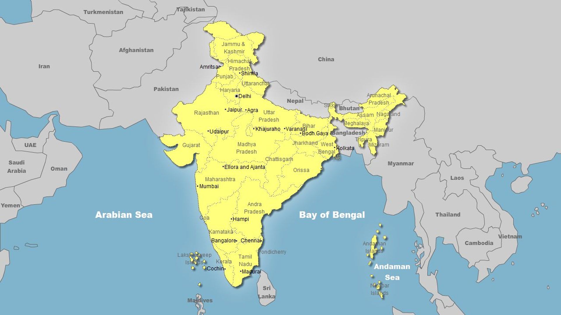 Карта мира Индия на карте мира