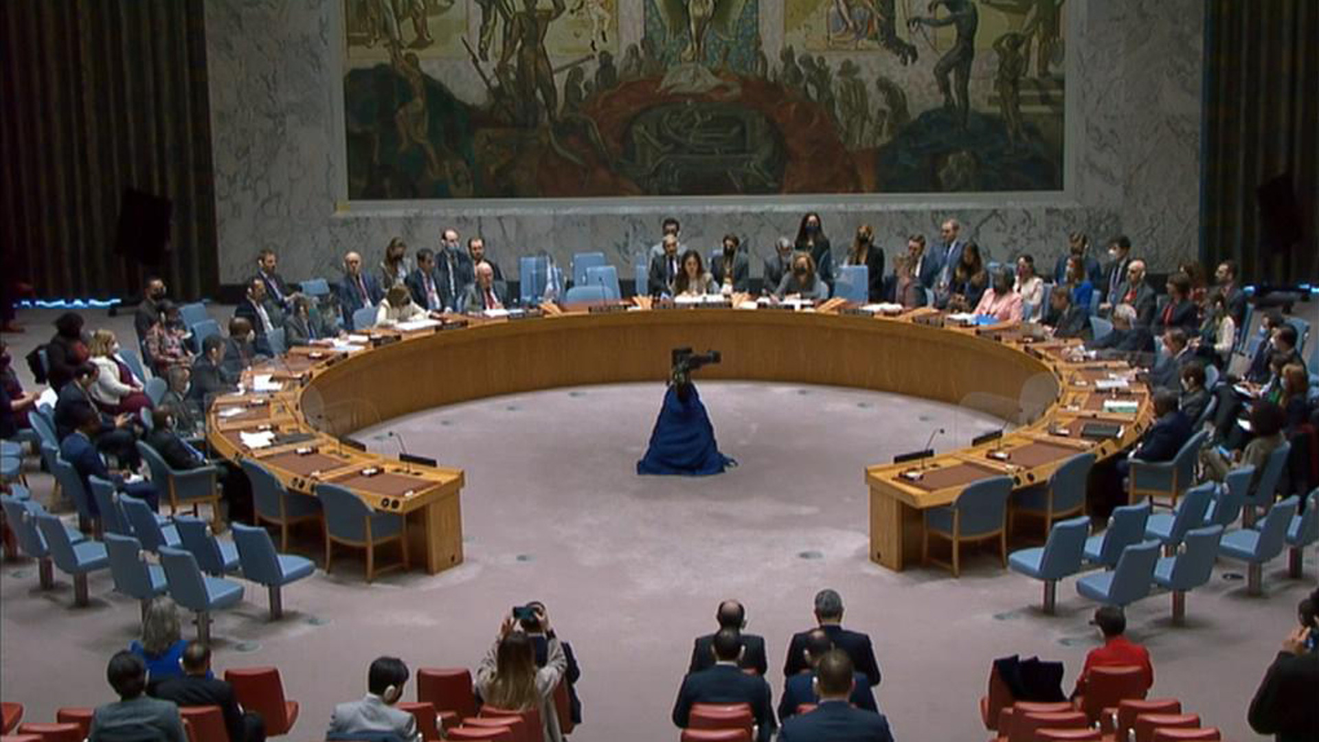 Оон март 2024. Совбез ООН мраморный зал. Зал Совбеза ООН. Картина в зале Совбеза ООН. США В Совете безопасности ООН.