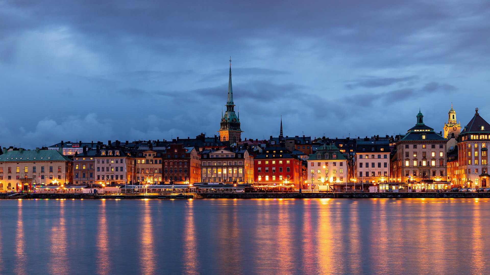 Швеция столица Стокгольм ночной