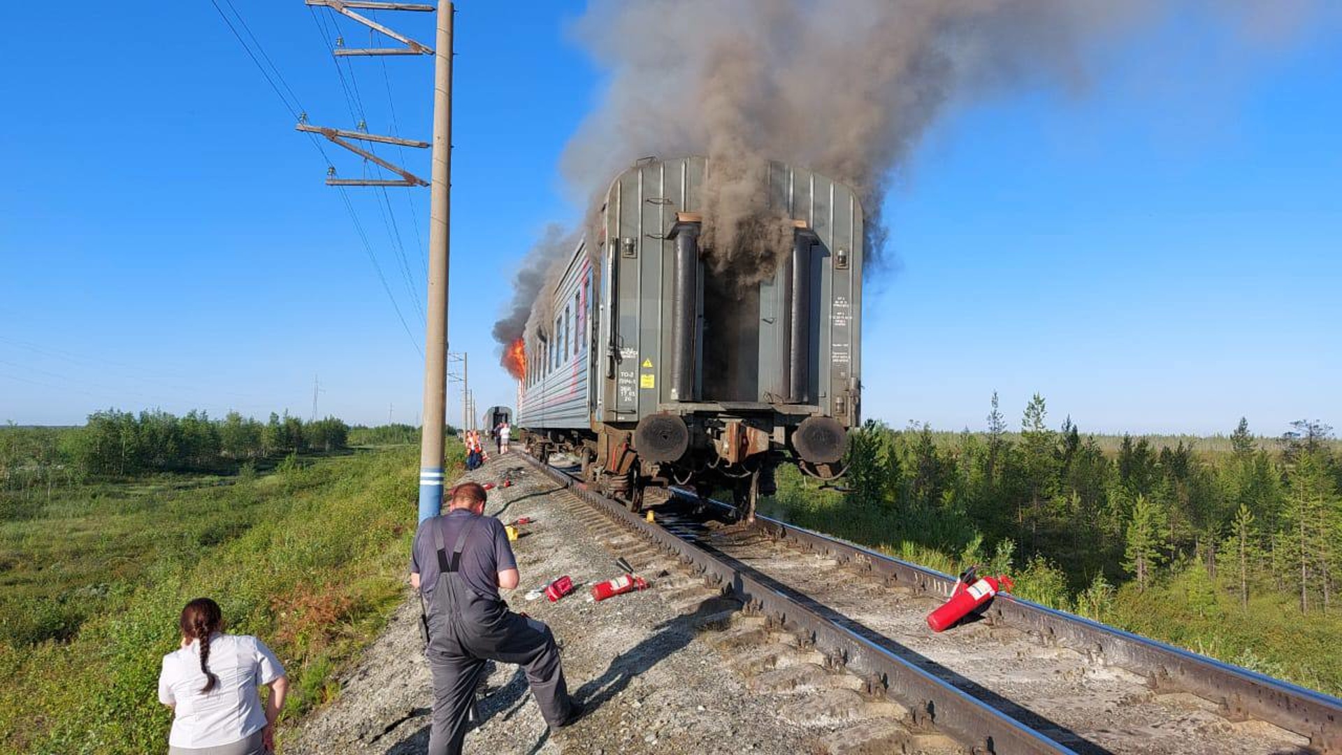 Фото пожара в поезде