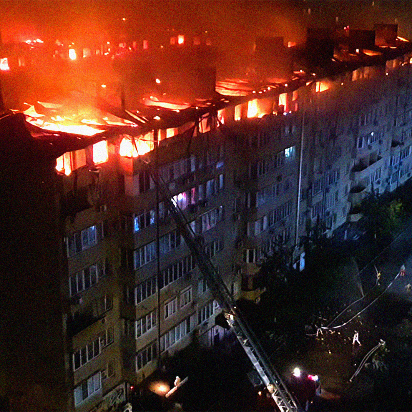 Пожар многоэтажки в Краснодаре