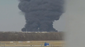 Очевидцы сняли кадры крупного пожара на складе в штате Индиана