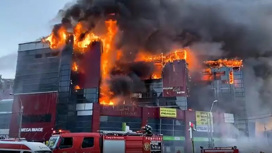 Очевидцы сняли крупный пожар в румынском торговом центре
