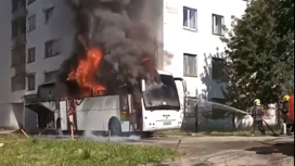 Во Владимире загорелся автобус