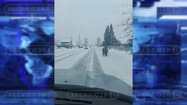 Дети ходят в школу и домой по дороге из-за заваленного снегом тротуара под Новосибирском