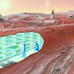 Вид на марсианскую колонию в представлении художника.