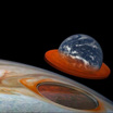 Размер Большого Красного Пятна Юпитера в сравнении с размером Земли.
